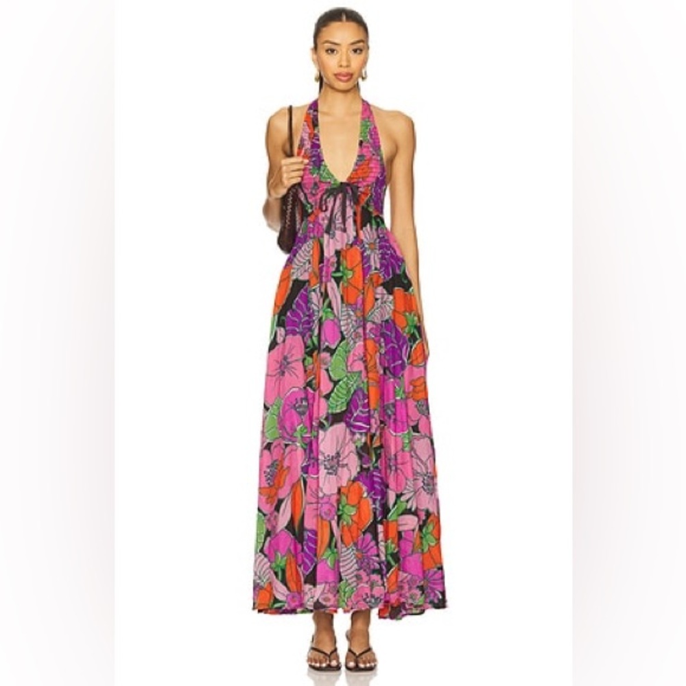 Free People Bayside Floral Halter Maxi Dress Party Combo